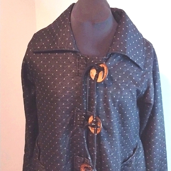 NWT Tulip Clothing Funky Bohemian Toggle Jacket Black Cotton Size M - Picture 3 of 9